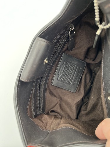 Coach Demi Schultertasche 8125 rot schwarz Handtasche Tweed Canvas Leder Y2K Anhänger - Bild 7 von 8