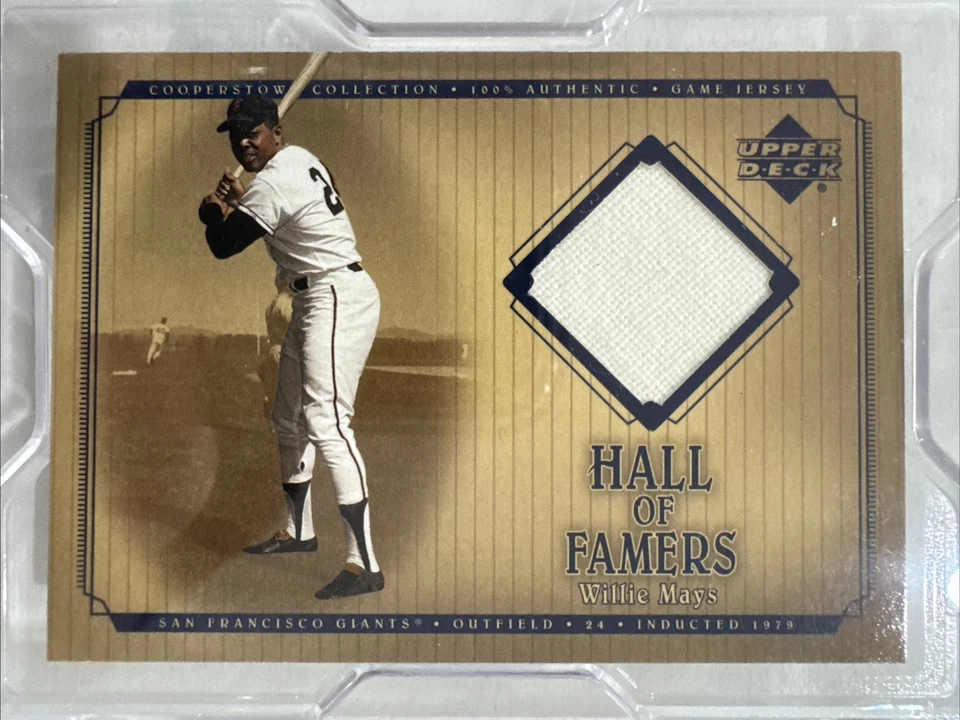 PSA 8 Willie Mays Jersey Relic 2001 Upper Deck Hall of Famers Cooperstown #J-WM - Image 2 of 4