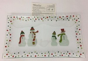 Pampered Chef Snowmen-Dots Divided Platter Rectangular Platter