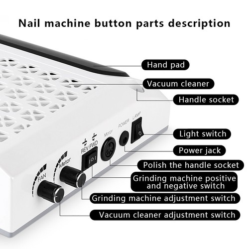 Aspirazione polvere 4in1 studio unghie manik??re Fr?ser 0-30000 giri/min con lampada luce led - Foto 7 di 20