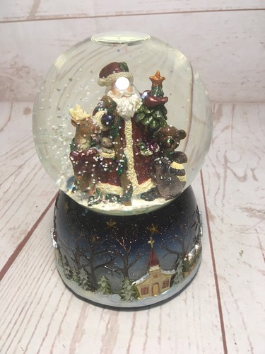 San Francisco Music Box Company Santa Rudolph Snow Globe Up on the Housetop - Picture 3 of 12