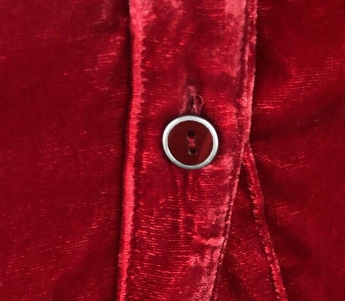 COLDWATER CREEK Silk Blend Velvet Blouse Sz L Red Button Up Romantic Luxury - Picture 12 of 14