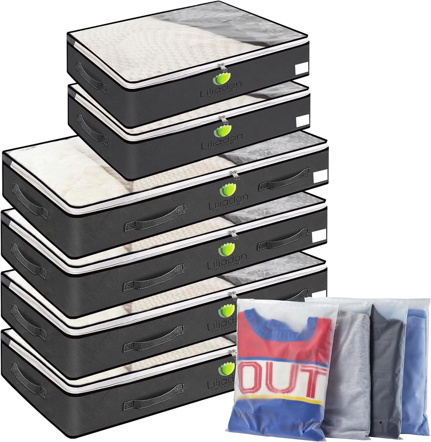 90L Under Bed Storage Containers for Clothes Storage (Pack 6)-image