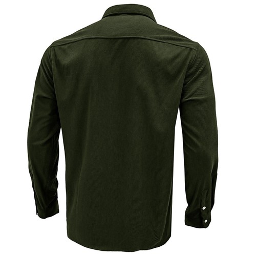Men's Corduroy Button Down Shirts Casual Long Sleeve Shacket Jacket with Pockets - Picture 6 of 28