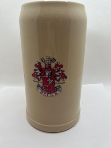 Vintage Beck's Beer Mug Stein Ceramic Stoneware 1L Liter - Picture 1 of 4
