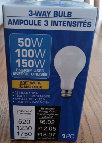 3 Way Bulb Soft White (%0W/100W/150W)-Brand New-SHIPS N 24 HOURS - Picture 1 of 5