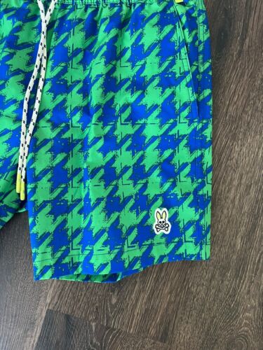 Psycho Bunny Men's Bennett Black & Green Swim Trunks Bathing Suit $140 NWOT S - Picture 2 of 4