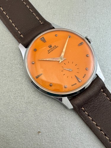 VINT Rolex Marconi orange dial swiss made wind up ca 57 NO RESERVE PRICE