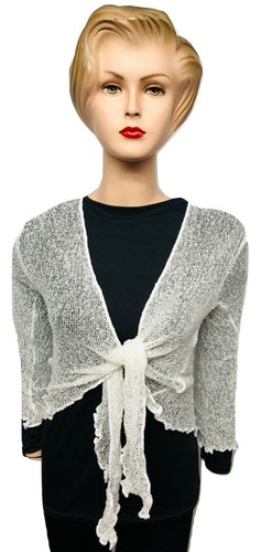 New Womens Tie Up Open Front Shrug Ladies Knitted Cropped Bolero beach summer - Picture 13 of 74