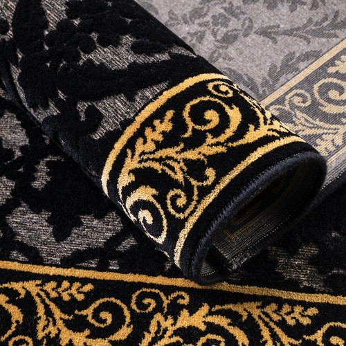 Luxus 3D Teppich Wohnzimmer Schlafzimmer Farashe Kurzflor schwarz gold beige rot - Bild 19 von 24