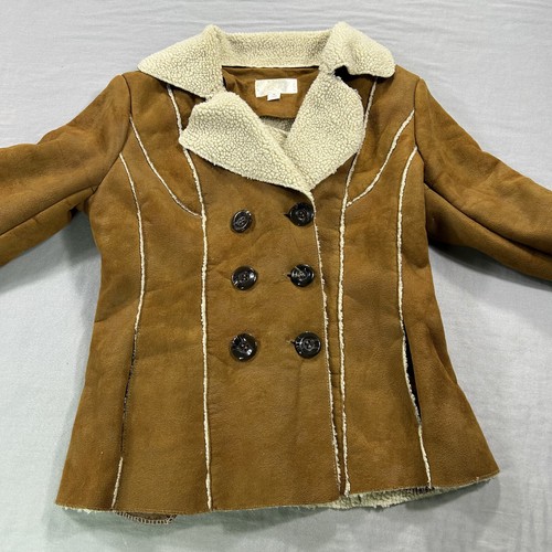 VINTAGE Xhilaration Coat Womens Medium Brown Suede Sherpa Lined Jacket Y2K - Picture 4 of 10