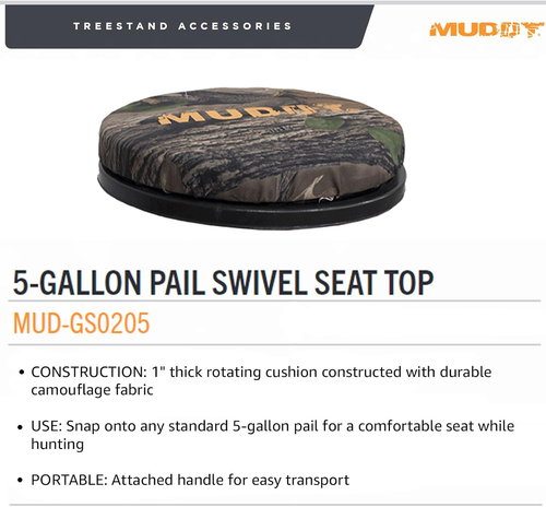 Durable 5-Gallon Pail with 360-Degree Swivel Seat - Lightweight Camouflage - Picture 3 of 12