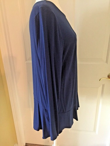 Linea By Louis Dell’ Olio Women's L Top Gorgeous Blue Layered Hem Stretchy Soft - Picture 6 of 9