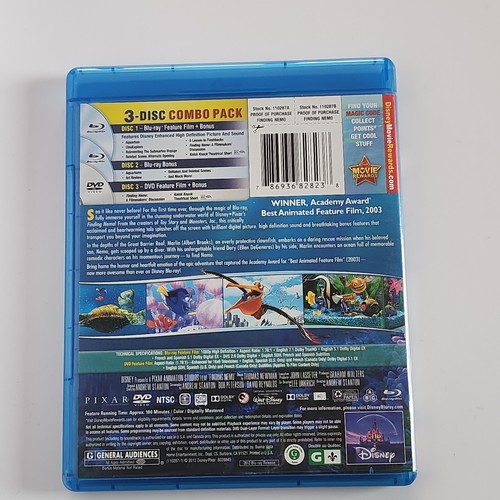 FINDING NEMO Disney Collector's Edition 3 DISC SET DVD + BLU-RAY - Picture 2 of 2