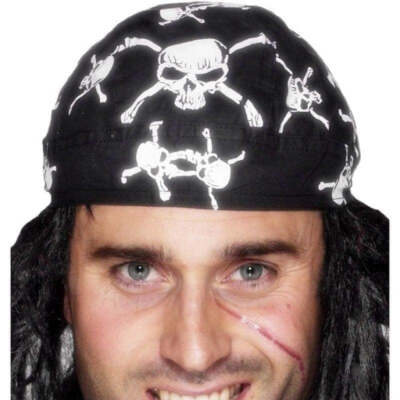 Pirate Bandana Skull and Crossbones Design Adult Black Pirate Bandana Skull and Crossbones Design Adult Black