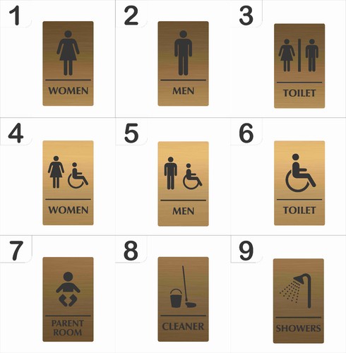 FLASH SALE BATHROOM DOOR TOILET SIGN LASER ENGRAVED OFFICE FACTORY 90MM X 145MM - Picture 11 of 15
