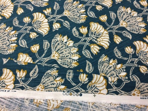 BALLARD DESIGNS CAYMAN TEAL CRAFTSMAN FLORAL MULTIUSE FABRIC BY THE YARD 54"W - Picture 6 of 7