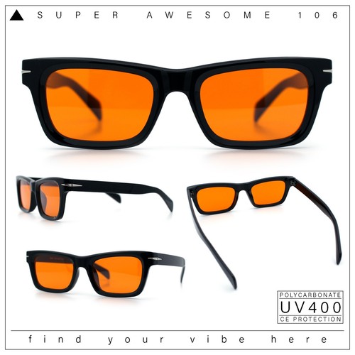 Mens Classic Narrow Rectangle Horn Rim Hipster Hustler Dad Shade Sunglasses - Picture 5 of 33