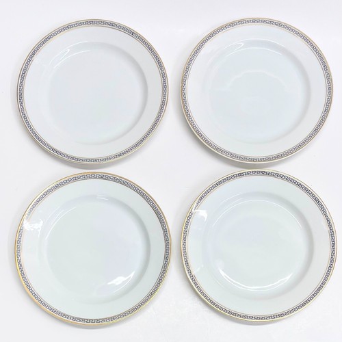 Heinrich & Co Sleb Bavaria 4-Pc Set Plates 6.25" Greek Key White/Black Gold Trim