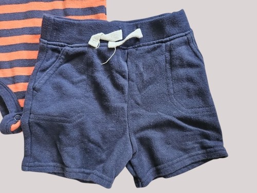 * CARTER’S Striped Bodysuit GARANIMALS Blue Shorts Boys 12 months - Picture 2 of 4