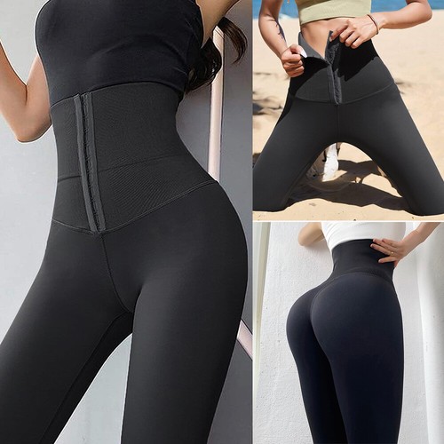 Damen Korsett Yoga Hose Hohe Taille Bauch Kontrolle Slim Fitness Po Lift Leggins - Bild 3 von 29