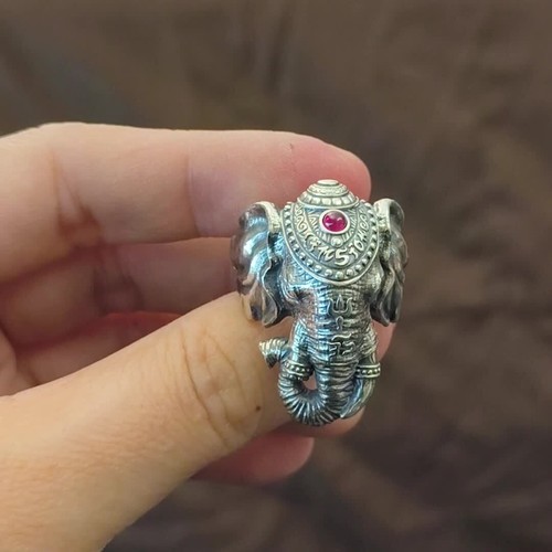 925 Sterling Silver LINSION Elephant Ring Details Rock Jewelry TA505C UK Size X½ - Video 1 of 1