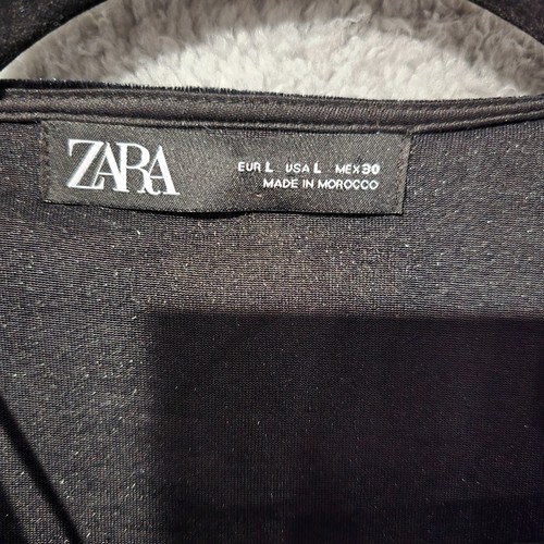 Zara Black Mini Dress L Ruched Velvet Sequin Fringe Bodycon Drip Glam Event - Picture 8 of 11