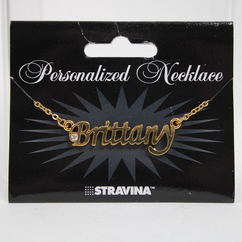 BRITTANY NEW Name Goldtone Rhinestone Accent 14.5" w 4.5 Multi Ring Ext Necklace - Picture 9 of 12