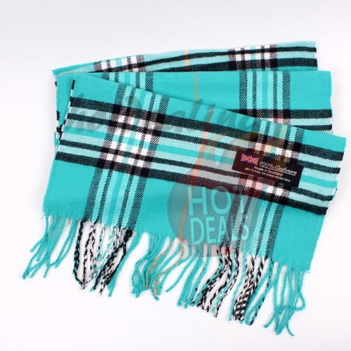 100% CASHMERE Scarf Check Tartan Plaid Wrap Plain Scarves Winter Warm - Picture 17 of 59