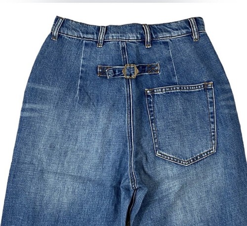 Sandrine Rose x Free People Jeans Distressed Straight Leg Button Fly Blue NWT - Picture 5 of 10