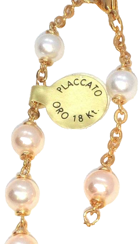 18K Gold-plated Light Pink Italian Bead Bracelet Made in Italy - Picture 2 of 2