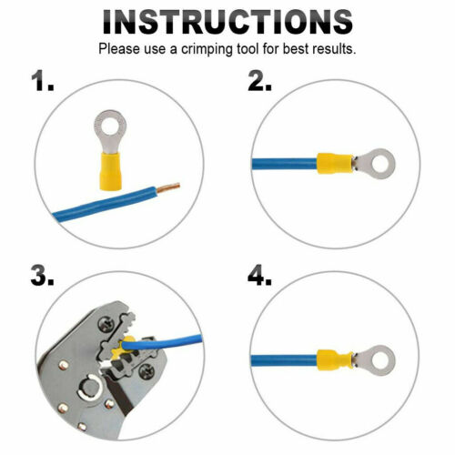 50PCS Insulated Wire Ring Vinyl Crimp Terminals Gauge12-10 Electrical Connectors - Picture 6 of 6
