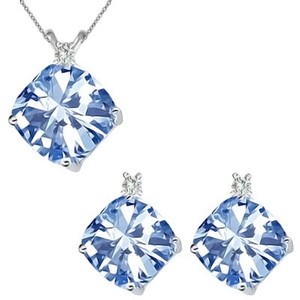 Aquamarine-Cushion-Gem-Stone-Set-Pendant-Earring-14K-White-Yellow-Gold-Diamond