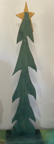 Primitive Folk Art Wooden Handmade 40” Large Christmas Tree Decor - Picture 8 of 11