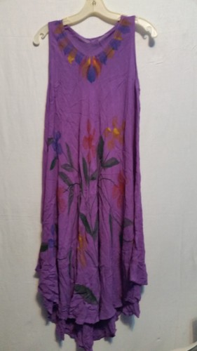 Women Clothing Sundress Summer Beach Sun Dress Purple Green Free Size - Picture 4 of 4