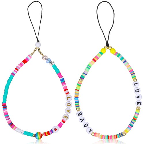 2 Pcs Mobile Phone Chain Beaded Wrist Strap Rope Lanyard - 第 1/11 張圖片