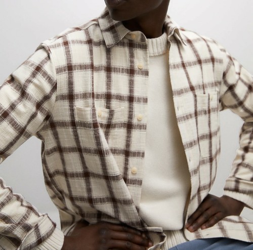 ZARA 'Textured Plaid Overshirt' Men's Soft Relaxed Fit Shirt Jacket L Brown NWT! - Picture 9 of 21