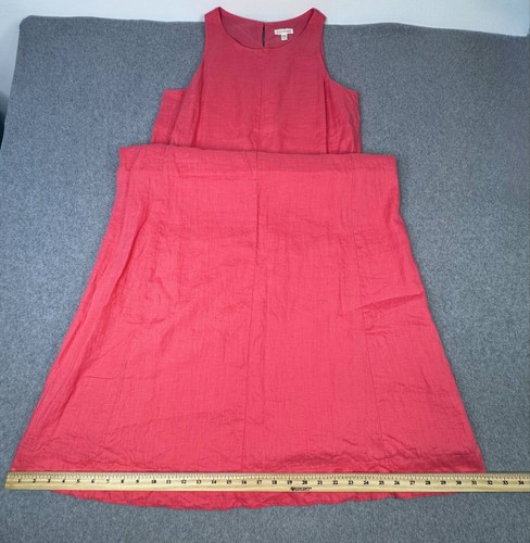 Vestido recto Eileen Fisher de lino orgánico sin mangas para mujer pequeño Lagenlook coral - Imagen 8 de 10