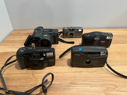 Lot of 5 Vintage Film Cameras - Vivitar, Olympus, Kodak, Fuji - Untested - Picture 2 of 24