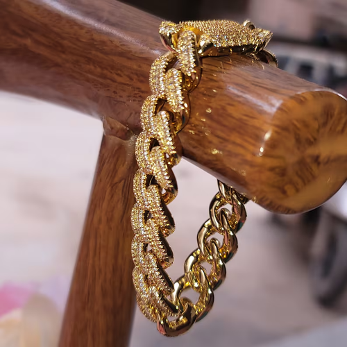 8 CT Baguette Simulated Diamond Men's Cuban Bracelet 925 Yellow Sterling Silver - Picture 4 of 4