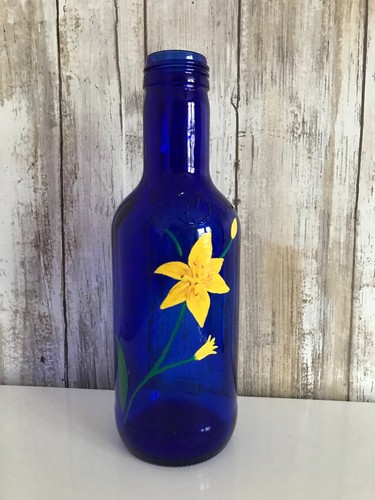 Ferolito Vultaggio & Sons Twenty Ounce Cobalt Blue Glass Bottle CUSTOM PAINTED - Picture 2 of 7