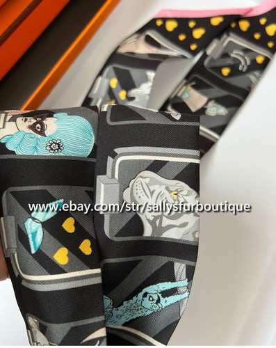 Quality 18 Momme Twill Silk Scarf Ribbon Animals Print Necktie Headband 33"*2" - Picture 11 of 34