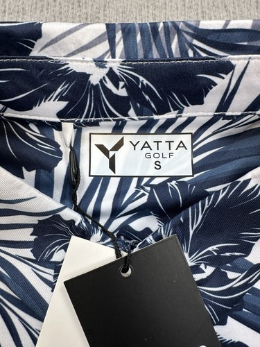 Yatta Polo Shirt Mens Small Indigo Tropics Floral Golf Performance Stretch NEW - Picture 8 of 9