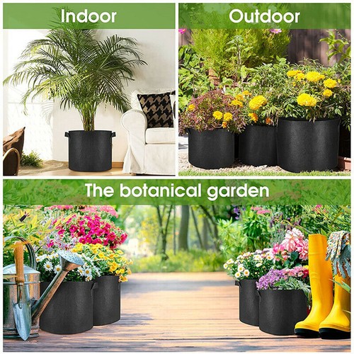 10-Pack Round Plant Pots Grow Bags Thickened Nonwoven Fabric 2/3/5/7/10 Gallon - Picture 7 of 17