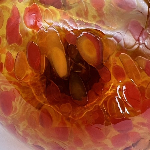SET 3 STUDIO ART GLASS 3-4” Hand Blown ORANGE GREEN SWIRLED Orbs Balls ORNAMENTS - Picture 11 of 19