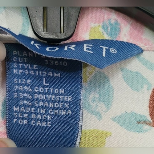 Koret Womens White Floral 3/4 Sleeve Front Pockets Collared Light Boho Jacket L - Picture 4 of 8