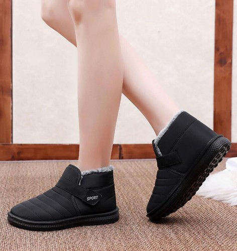 UK Women Waterproof Wide Fit Fur Lined Snow Ankle Boots Ladies Winter Warm Shoes - Picture 40 of 50