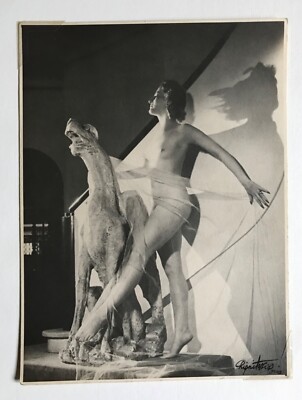 Photo Originale Boris LIPNITZKI Nu à la Gargouille vendu c.1930 Signé + Cachet au dos.