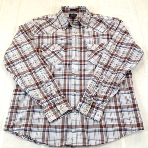 AMERICAN EAGLE OUTFITTERS Full Snap Slim Fit Western Plaid Shirt Men's Size L - Picture 2 of 8