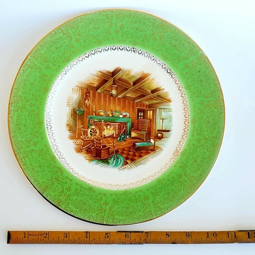 Country Plate Green White Century by Salem 23K Gold Colonial - Picture 9 of 10
